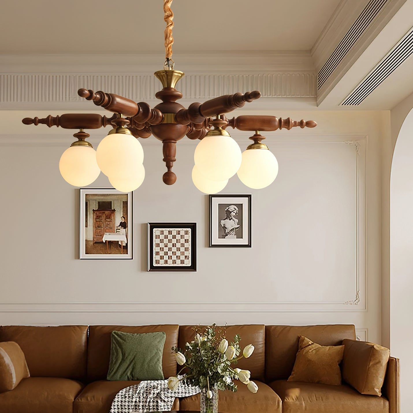 Olvenir Rustic Wood Glass Chandelier - Lamp Outdoor