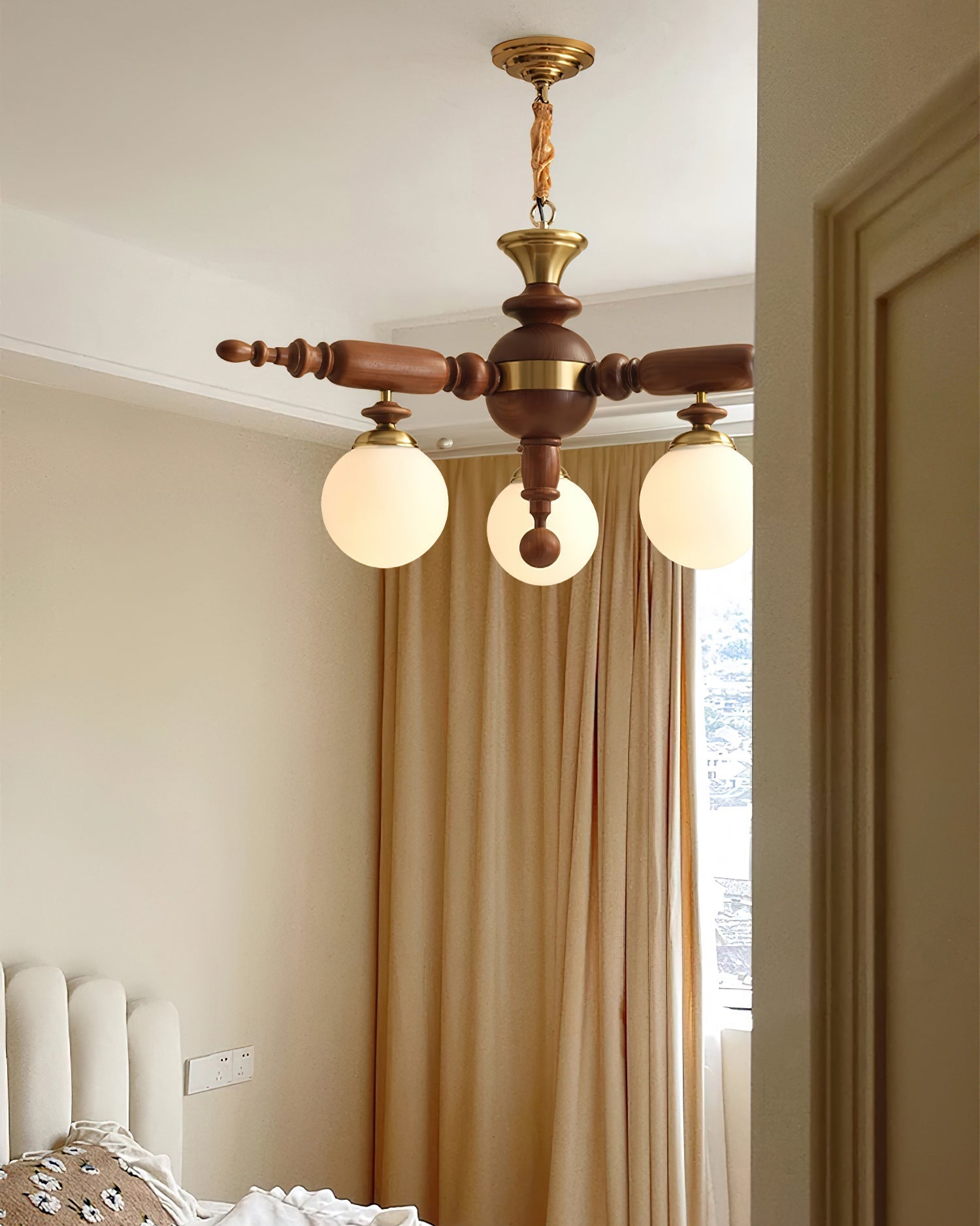 Olvenir Rustic Wood Glass Chandelier - Lamp Outdoor