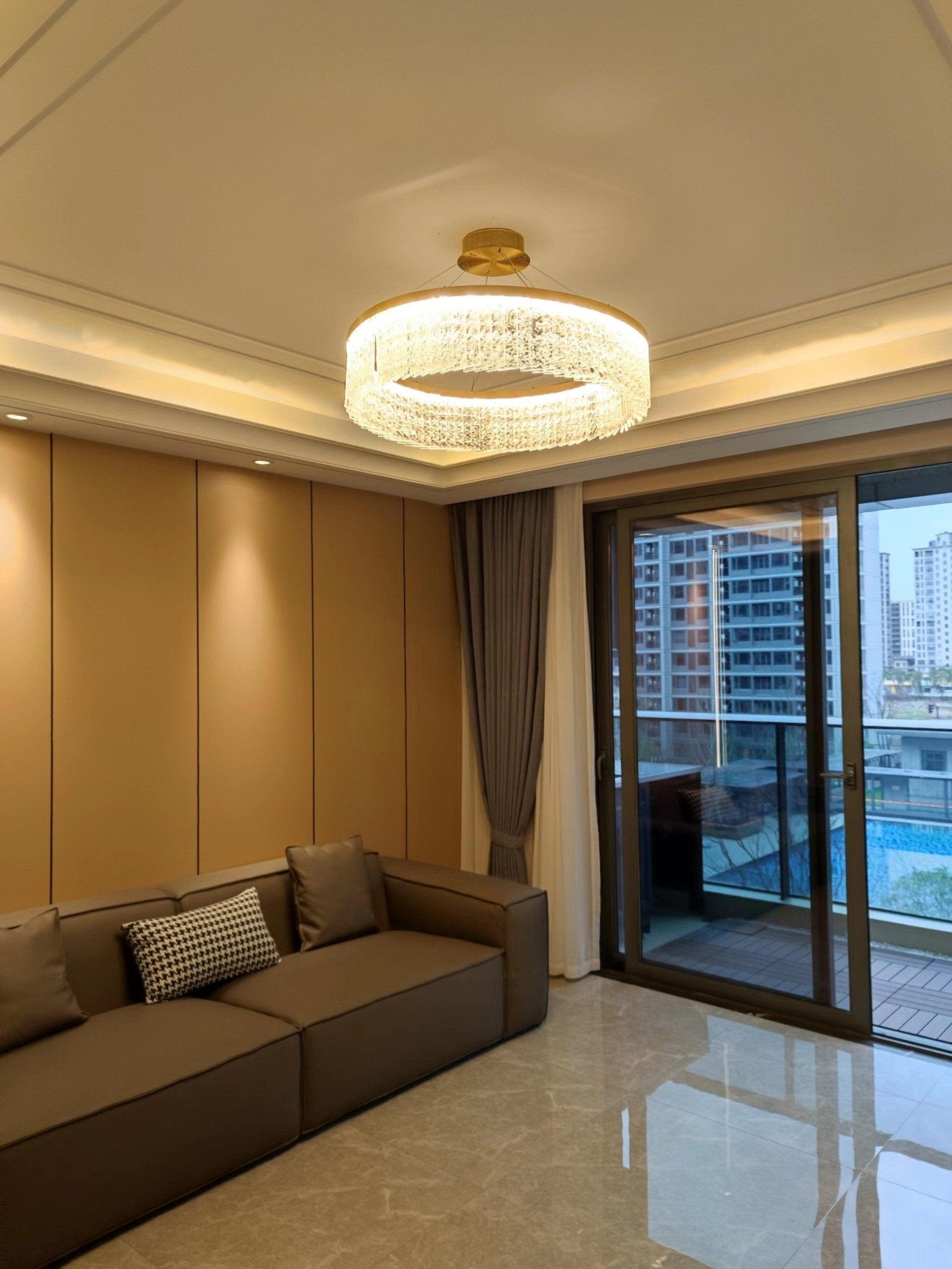 Round Halo Crystal Chandelier - Lamp Outdoor