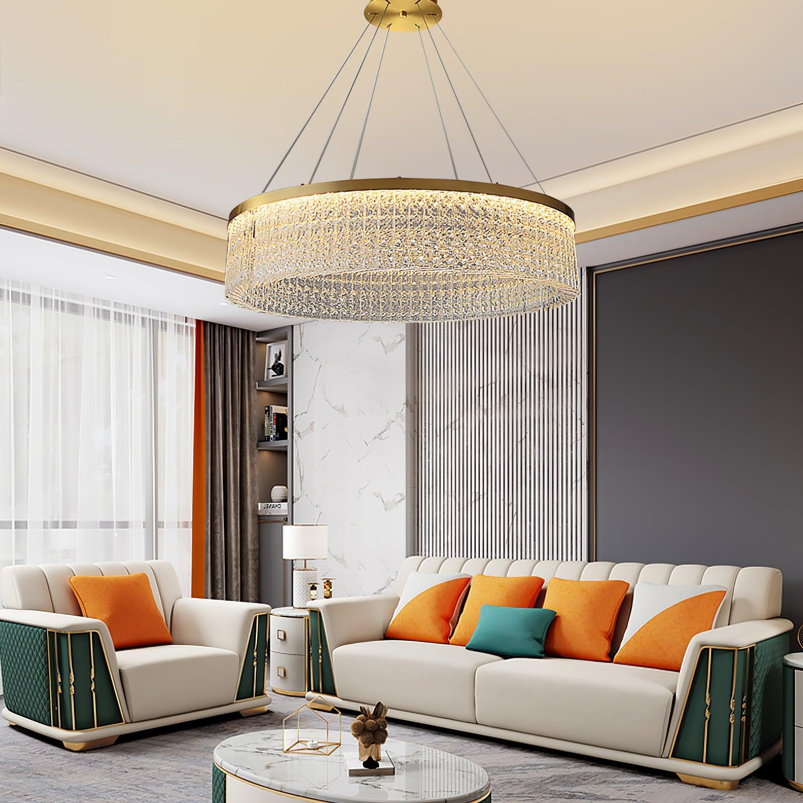 Round Halo Crystal Chandelier - Lamp Outdoor