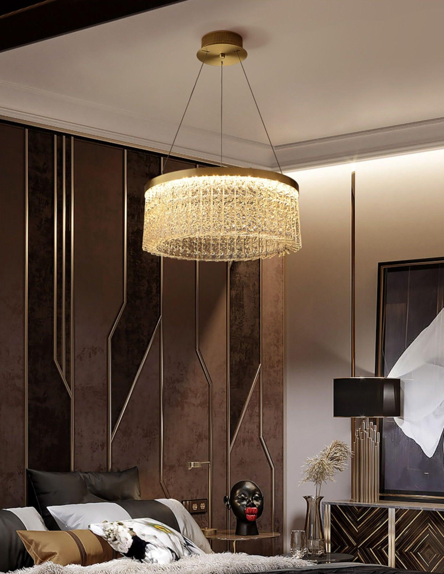 Round Halo Crystal Chandelier - Lamp Outdoor