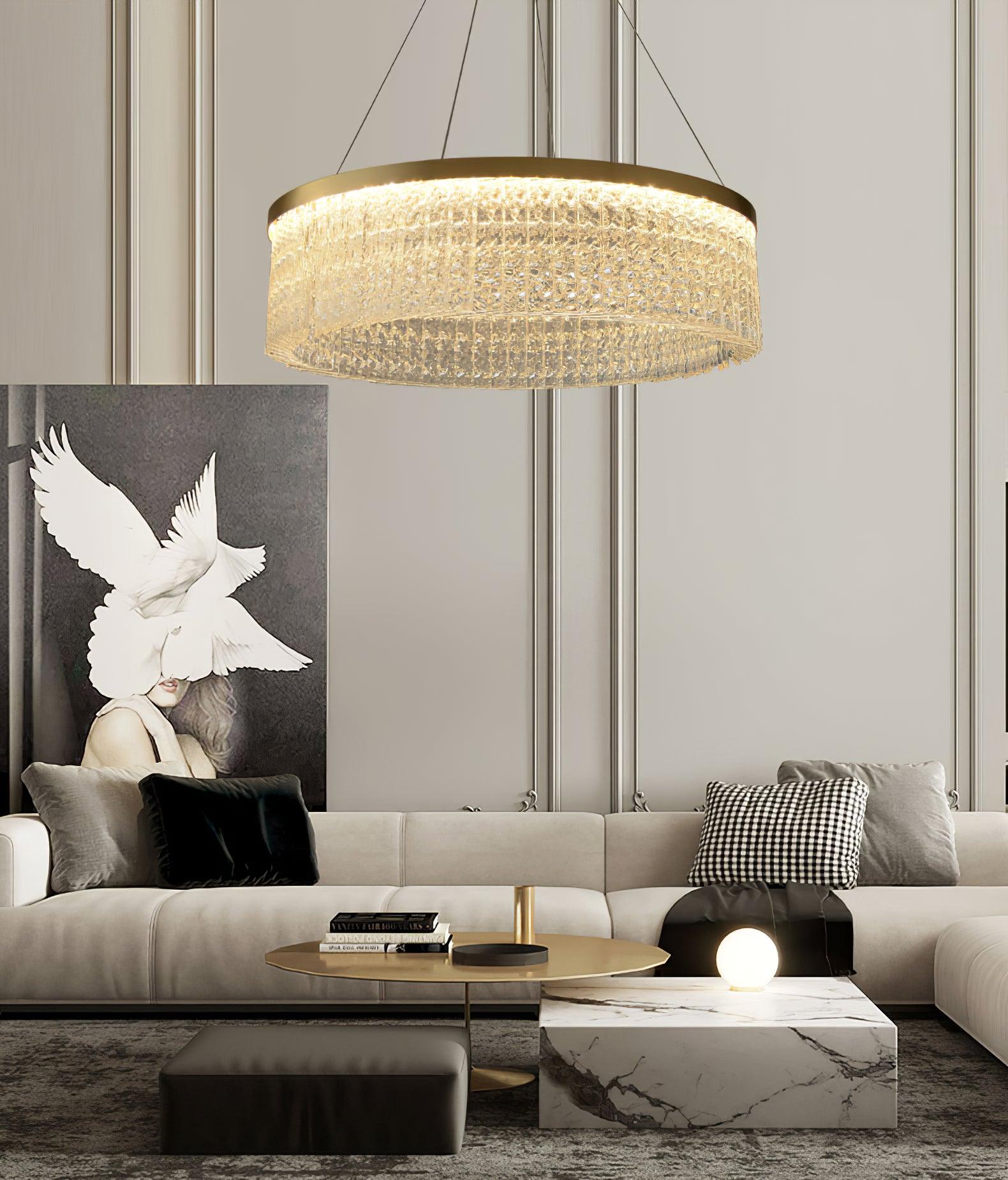 Round Halo Crystal Chandelier - Lamp Outdoor