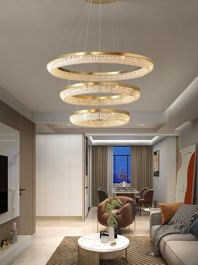 Round Ring Crystal Chandeliers - Lamp Outdoor