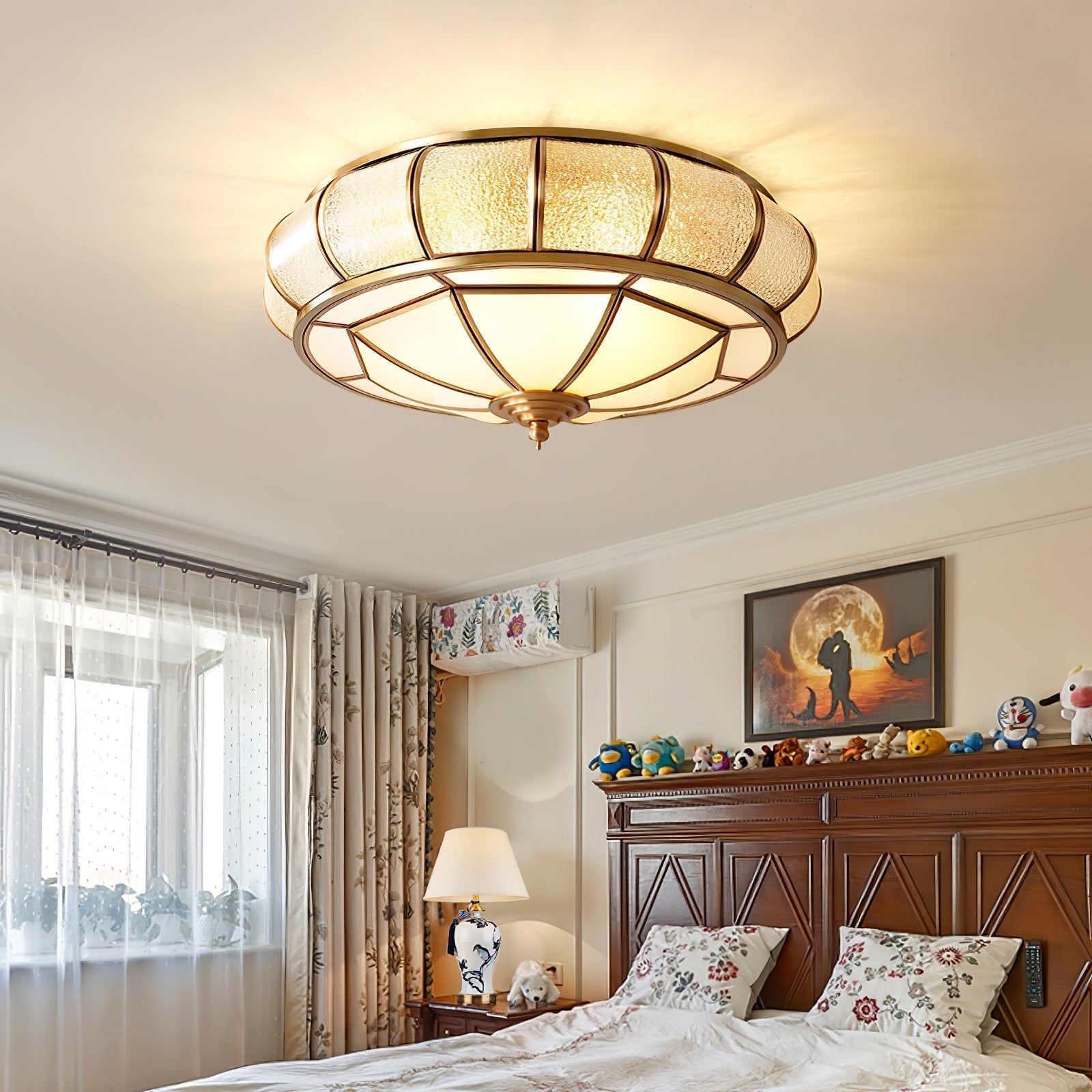 Round Textured Glass Ceiling Light - Lamp Outdoor
