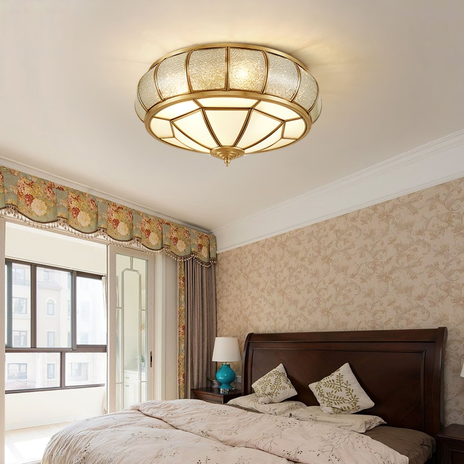Round Textured Glass Ceiling Light - Lamp Outdoor