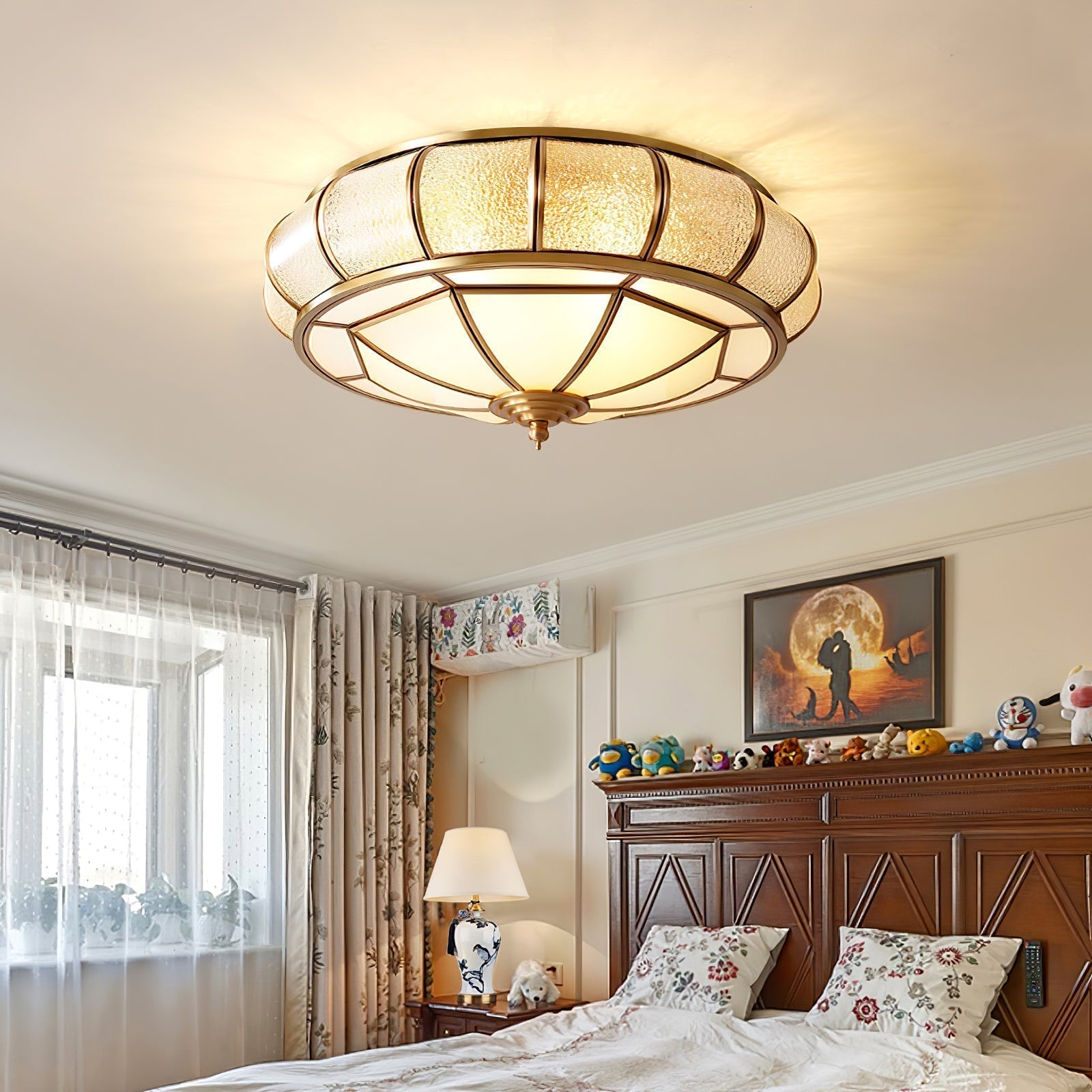 Round Textured Glass Ceiling Light - Lamp Outdoor