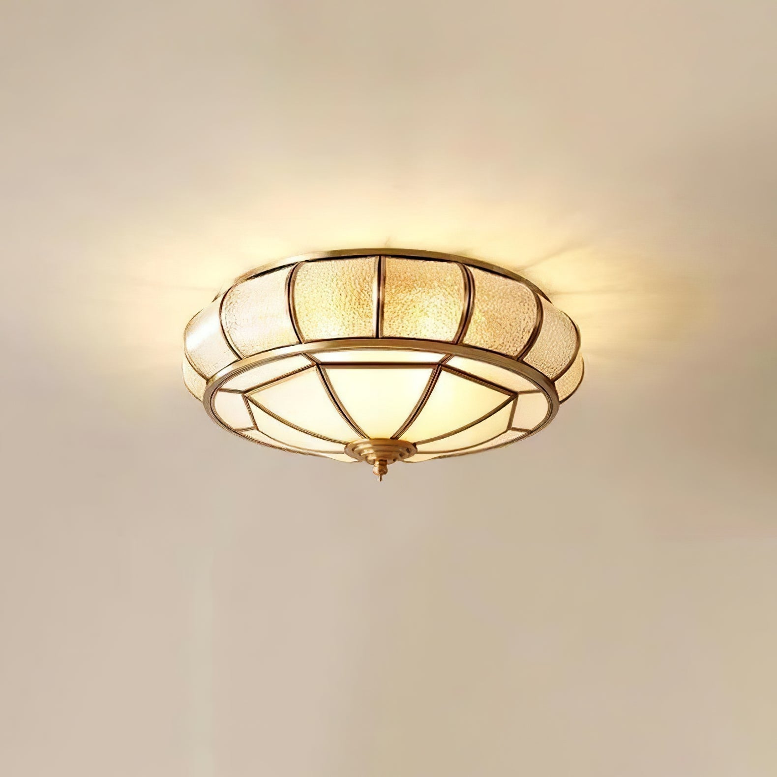 Round Textured Glass Ceiling Light - Lamp Outdoor