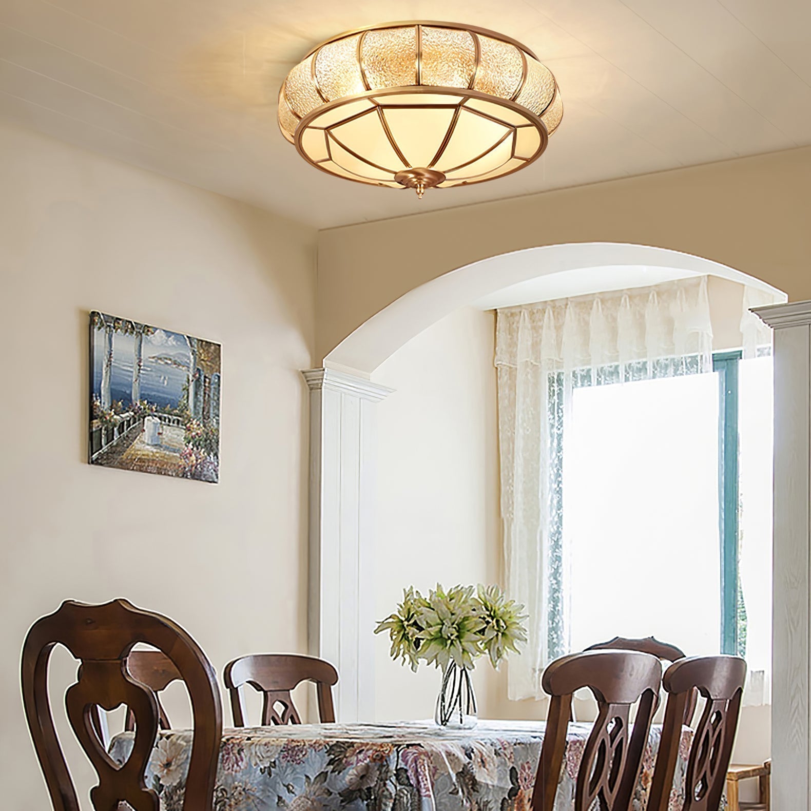 Round Textured Glass Ceiling Light - Lamp Outdoor