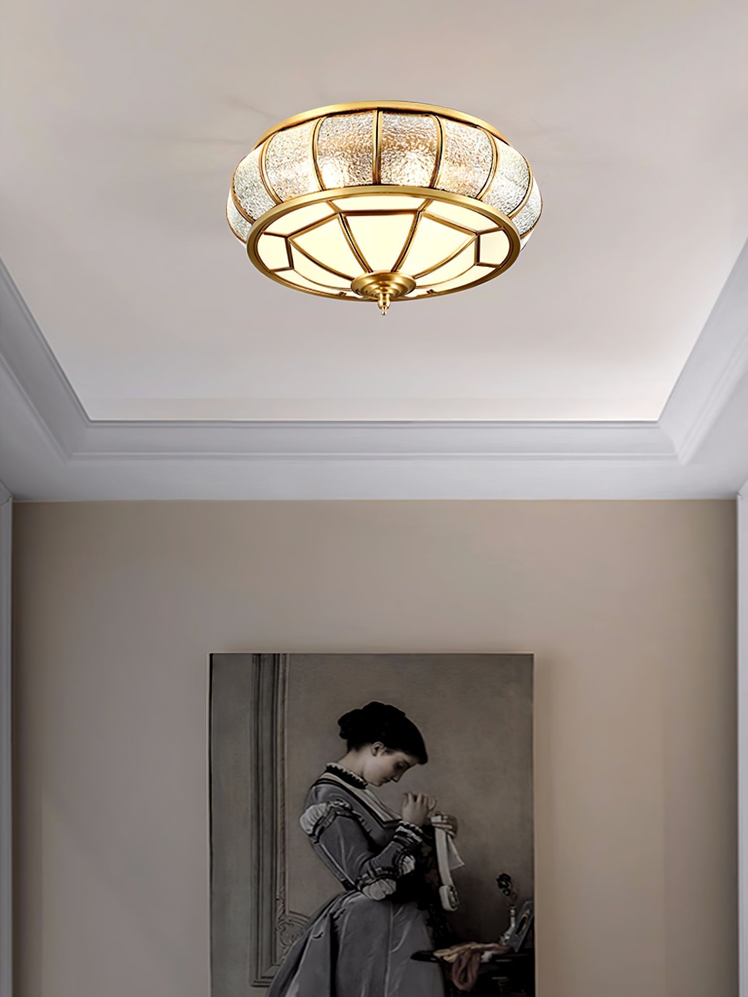 Round Textured Glass Ceiling Light - Lamp Outdoor