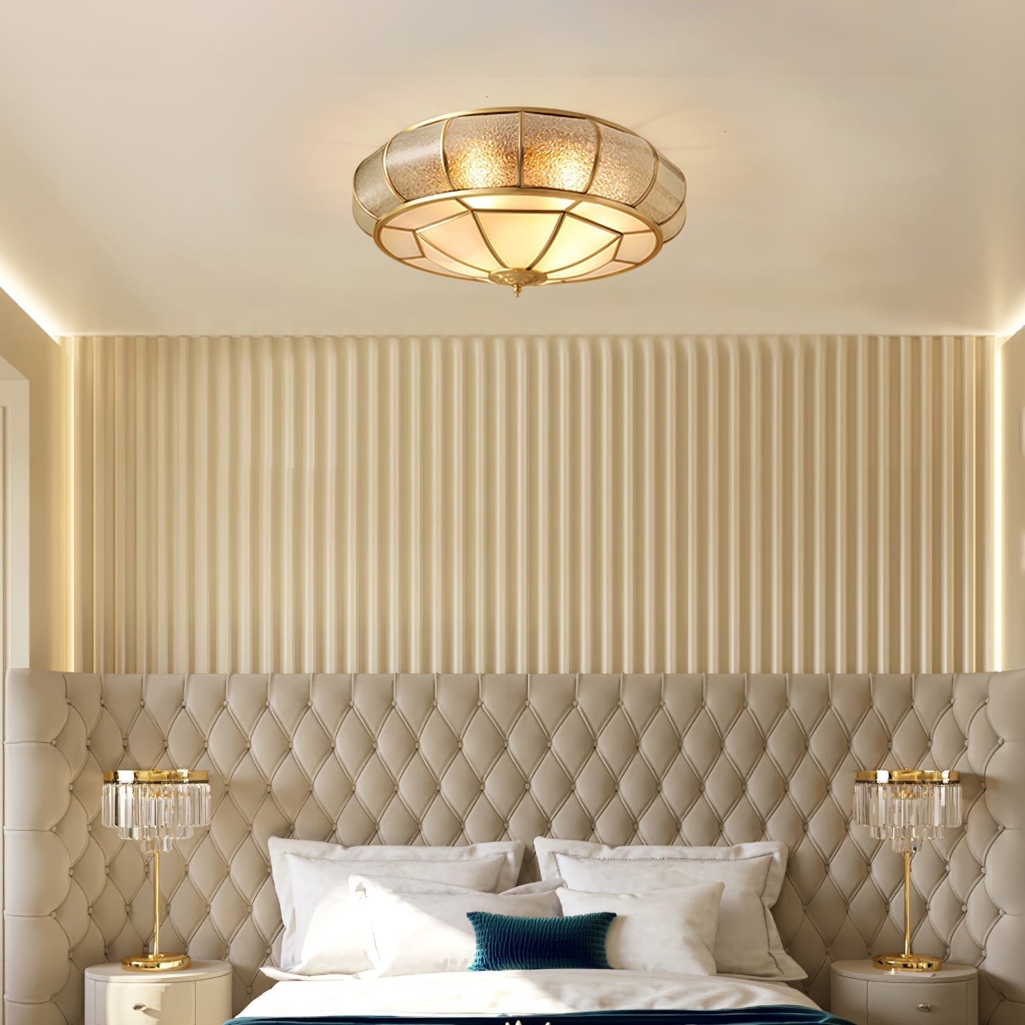 Round Textured Glass Ceiling Light - Lamp Outdoor