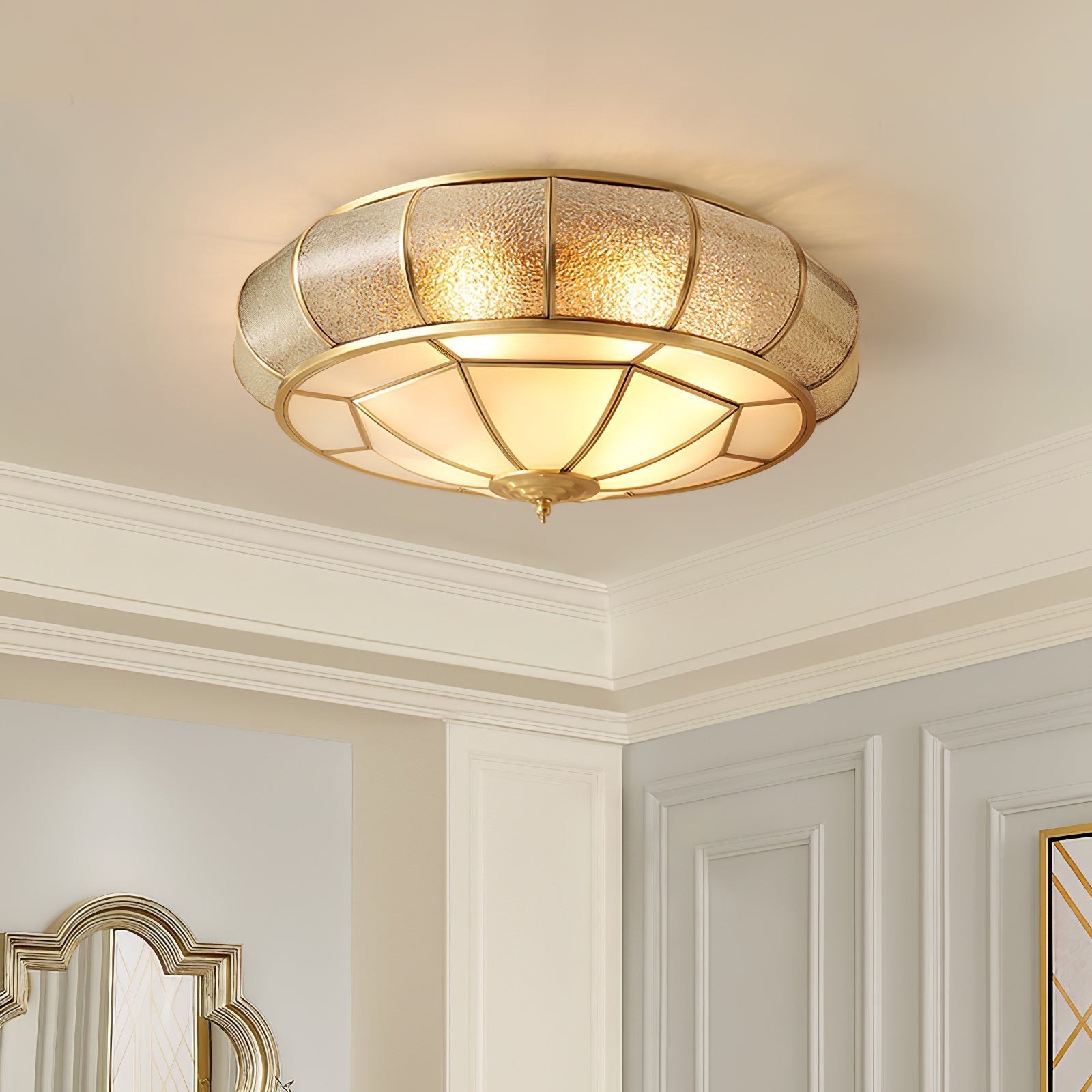 Round Textured Glass Ceiling Light - Lamp Outdoor
