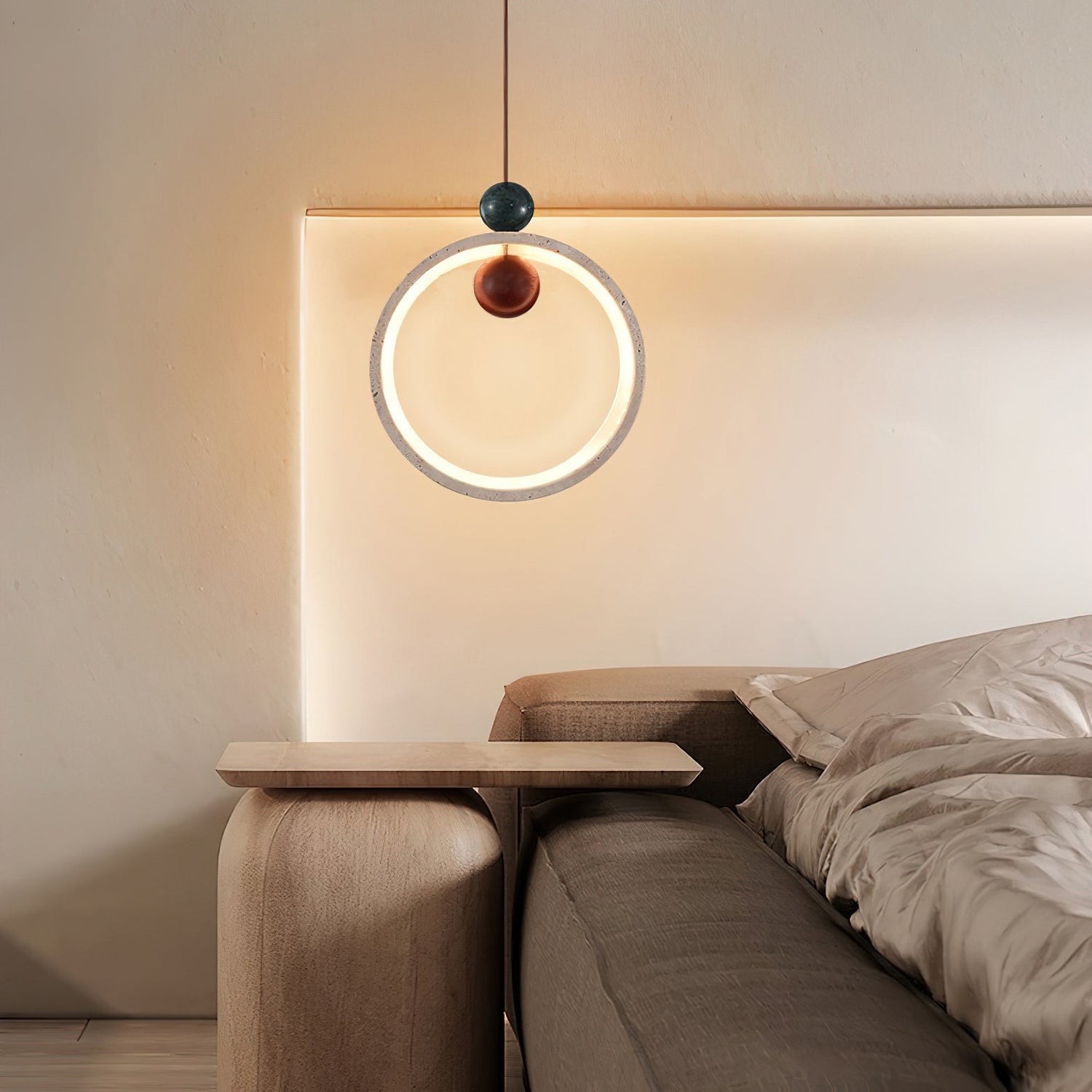 Runde Wabi-Sabi Travertine Pendant Light