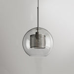 Hessa Contemporary Golden Pendant Light, Glass, Globe/Cylindric - Lamp Outdoor