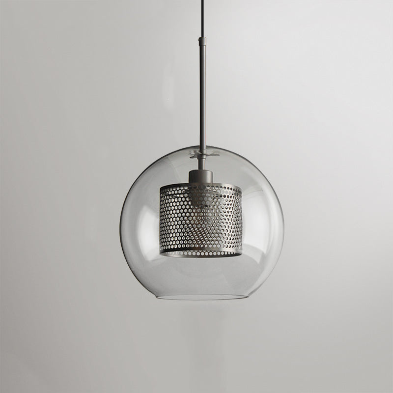 Hessa Contemporary Golden Pendant Light, Glass, Globe/Cylindric - Lamp Outdoor