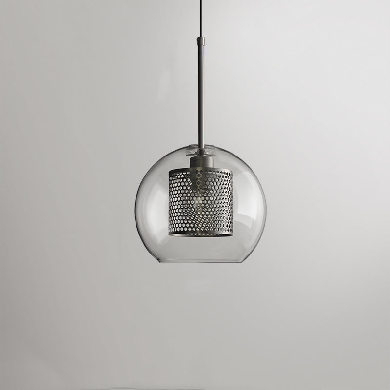 Hessa Contemporary Golden Pendant Light, Glass, Globe/Cylindric - Lamp Outdoor