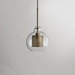 Hessa Contemporary Golden Pendant Light, Glass, Globe/Cylindric - Lamp Outdoor