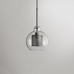 Hessa Contemporary Golden Pendant Light, Glass, Globe/Cylindric - Lamp Outdoor