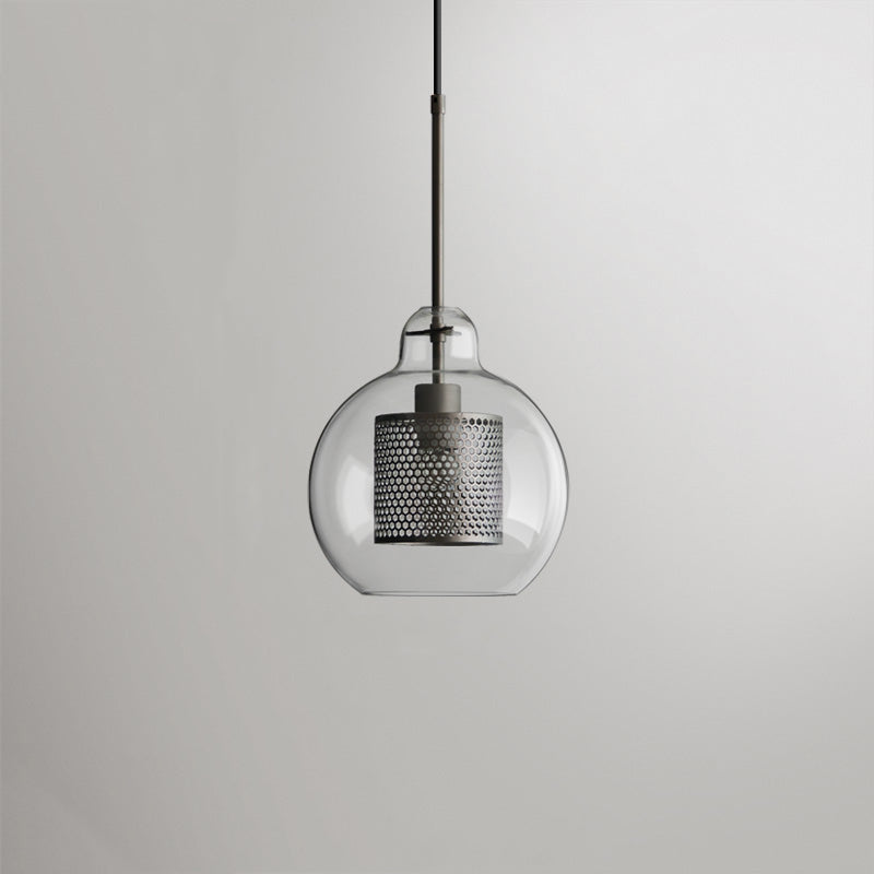 Hessa Contemporary Golden Pendant Light, Glass, Globe/Cylindric - Lamp Outdoor