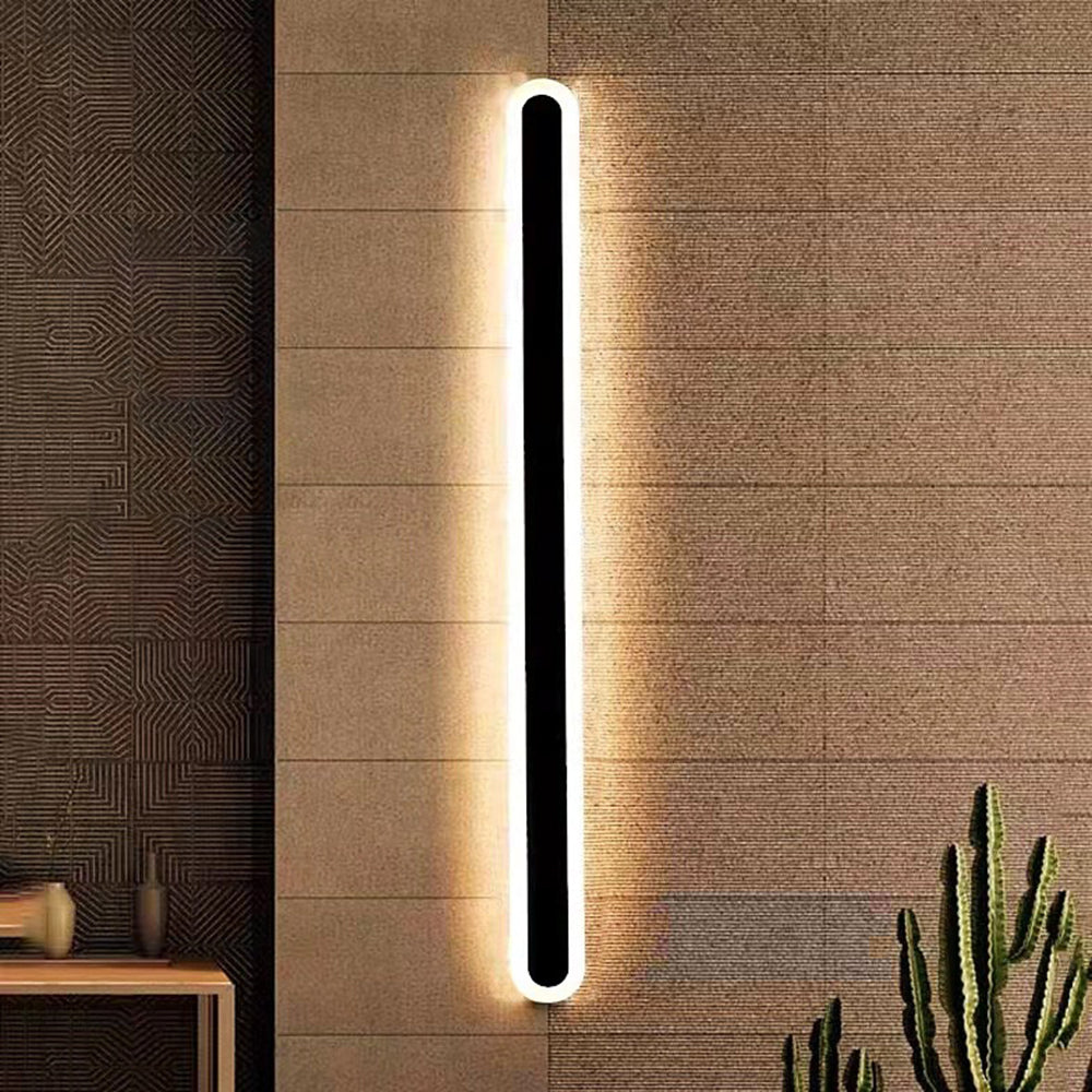 Arisha Minimalist Metal Linear Oval Outdoor Wall Lamp - Lamp Outdoor
