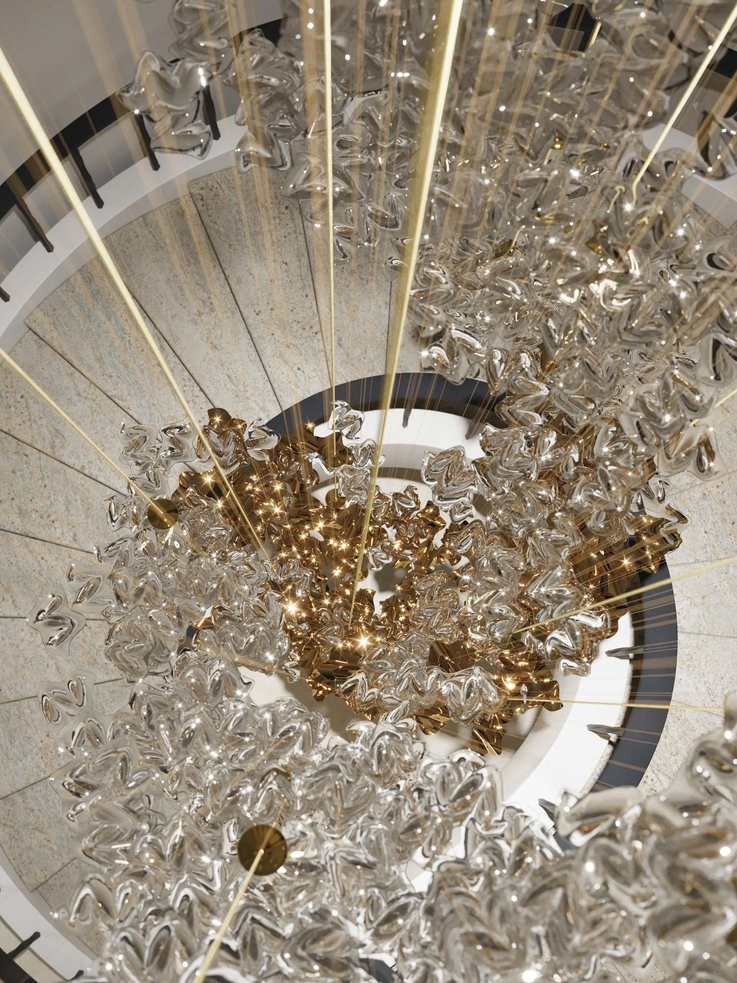 Nephele Crystal Leaf Chandelier - Lamp Outdoor