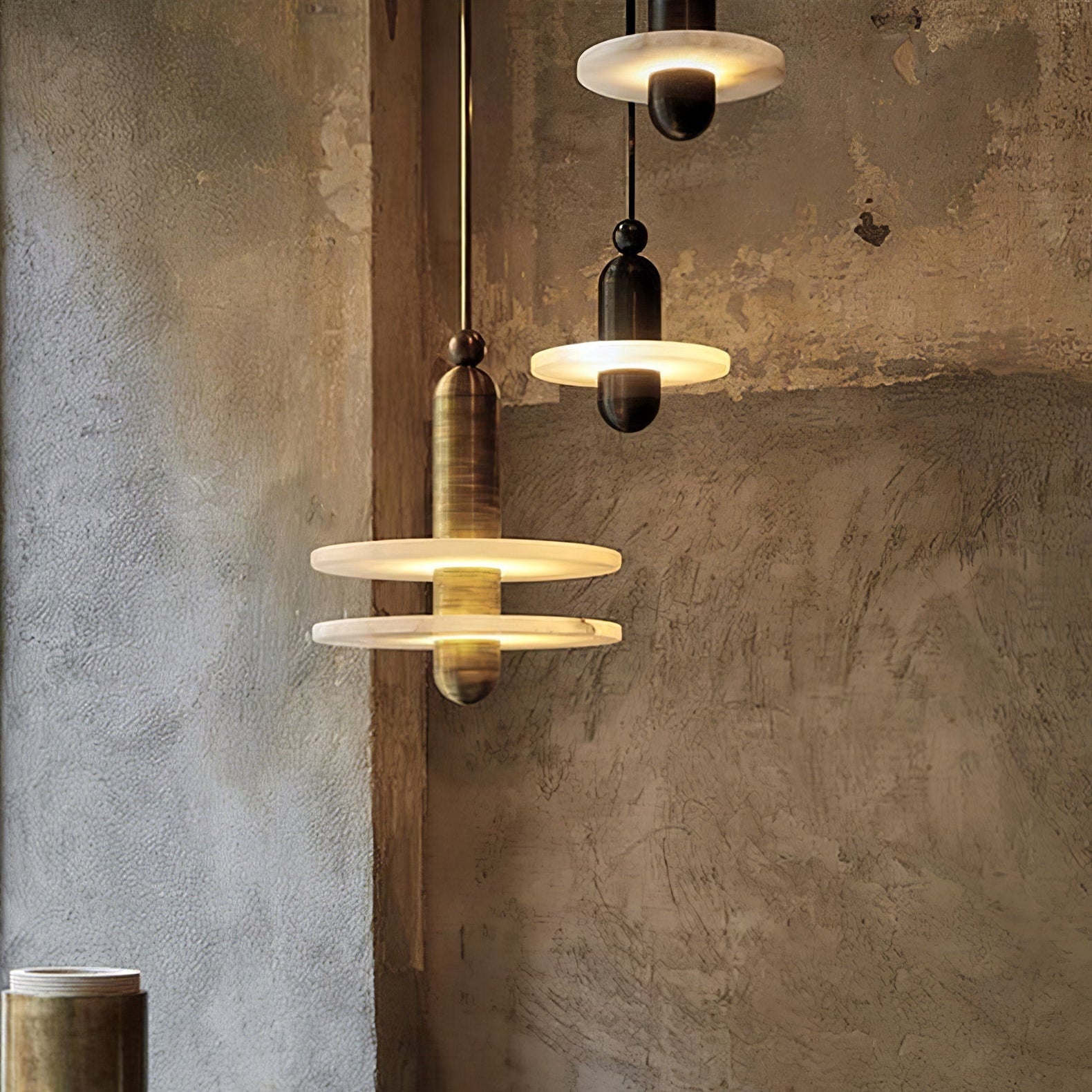 Orion Brushed Brass Alabaster Pendant Light - Lamp Outdoor