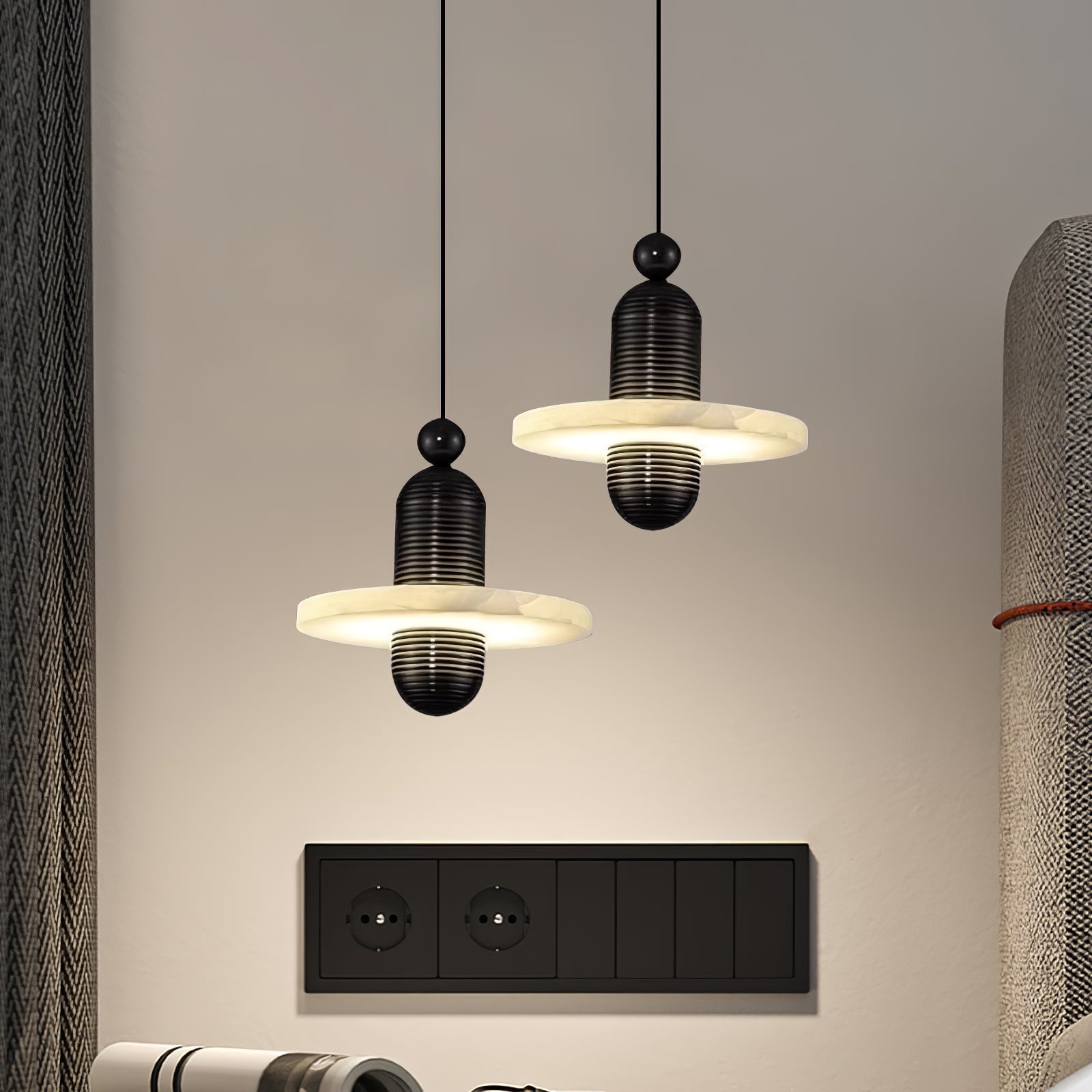 Orion Brushed Brass Alabaster Pendant Light - Lamp Outdoor