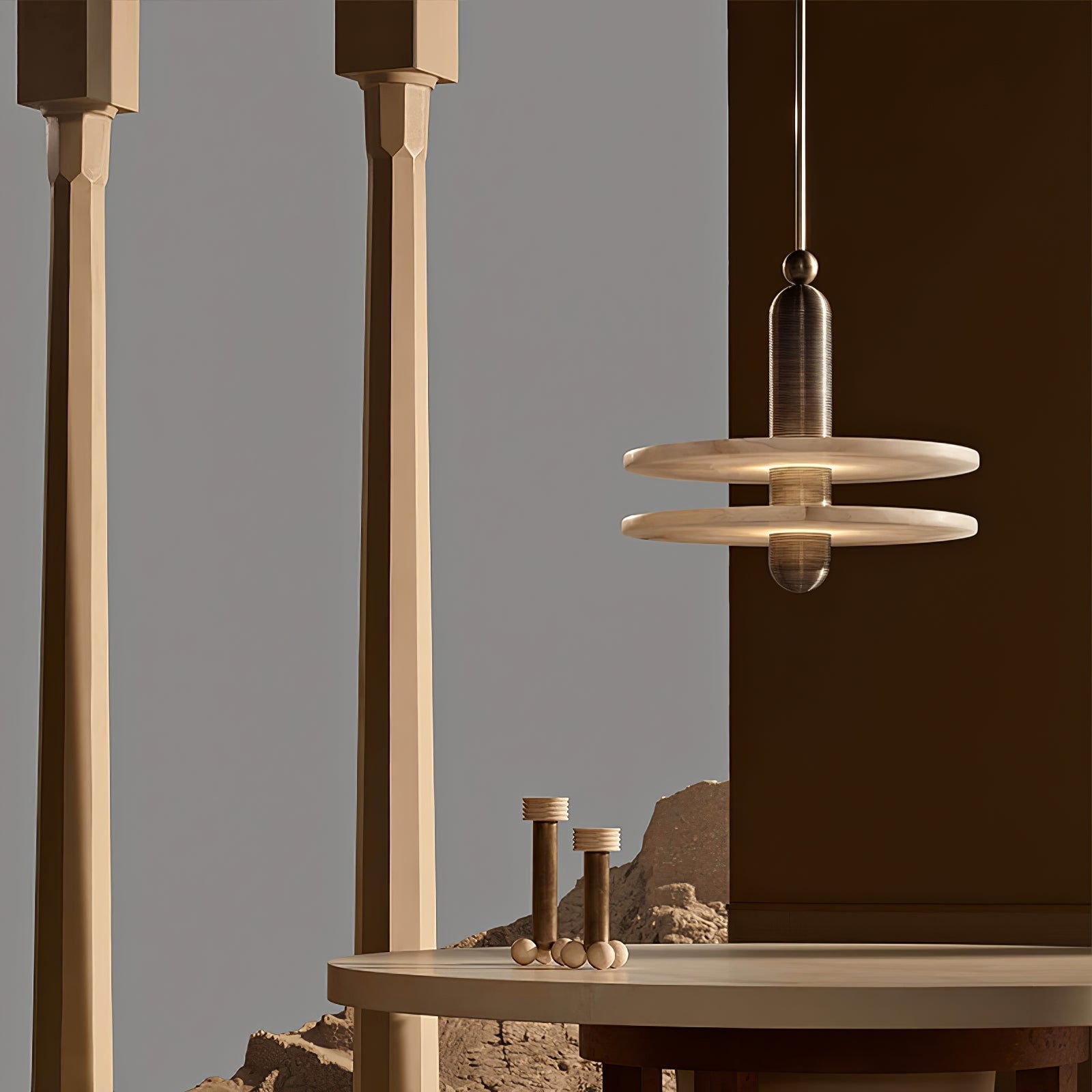 Orion Brushed Brass Alabaster Pendant Light - Lamp Outdoor