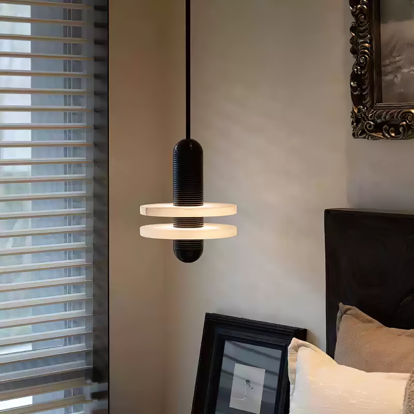 Orion Brushed Brass Alabaster Pendant Light - Lamp Outdoor