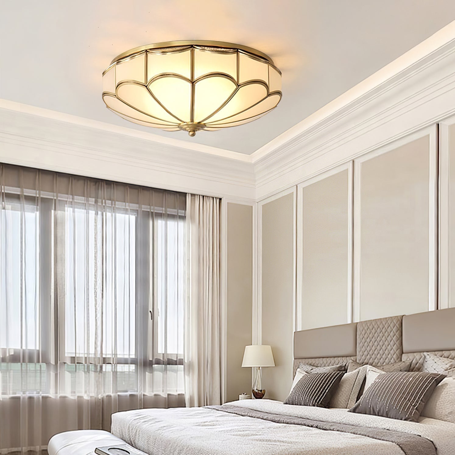 Scalloped Flush Ceiling Light - Lamp Outdoor