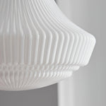 Solara Pendant Lamp Opal Glass Ribbed Bell Brass Vintage - Letslighting