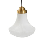 Solara Pendant Lamp Opal Glass Ribbed Bell Brass Vintage - Letslighting