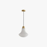 Solara Pendant Lamp Opal Glass Ribbed Bell Brass Vintage - Letslighting