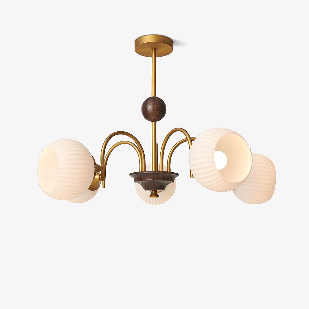 Sculptural Glass Ribbed Chandelier - Lamp Outdoor