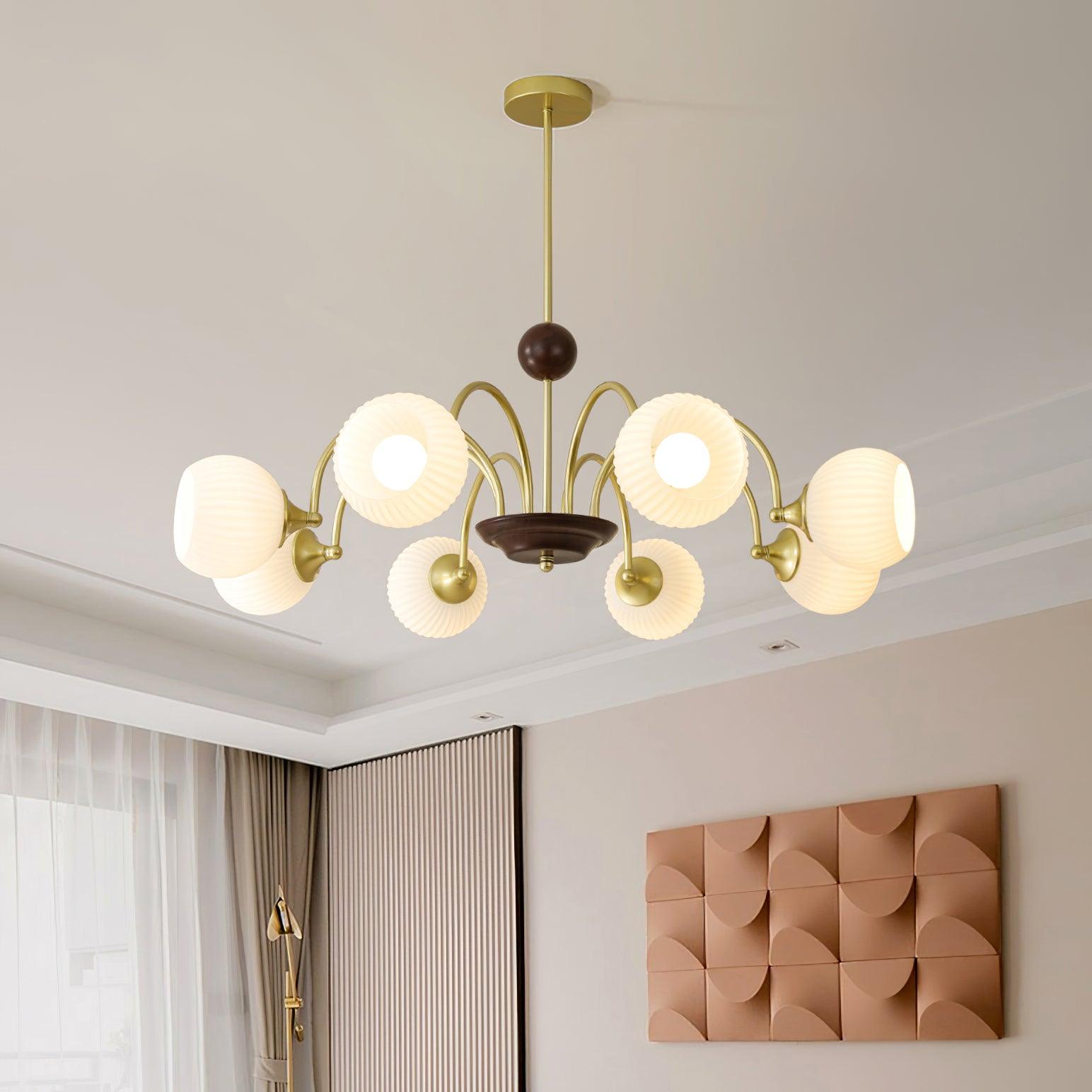 Sculptural Glass Ribbed Chandelier - Lamp Outdoor