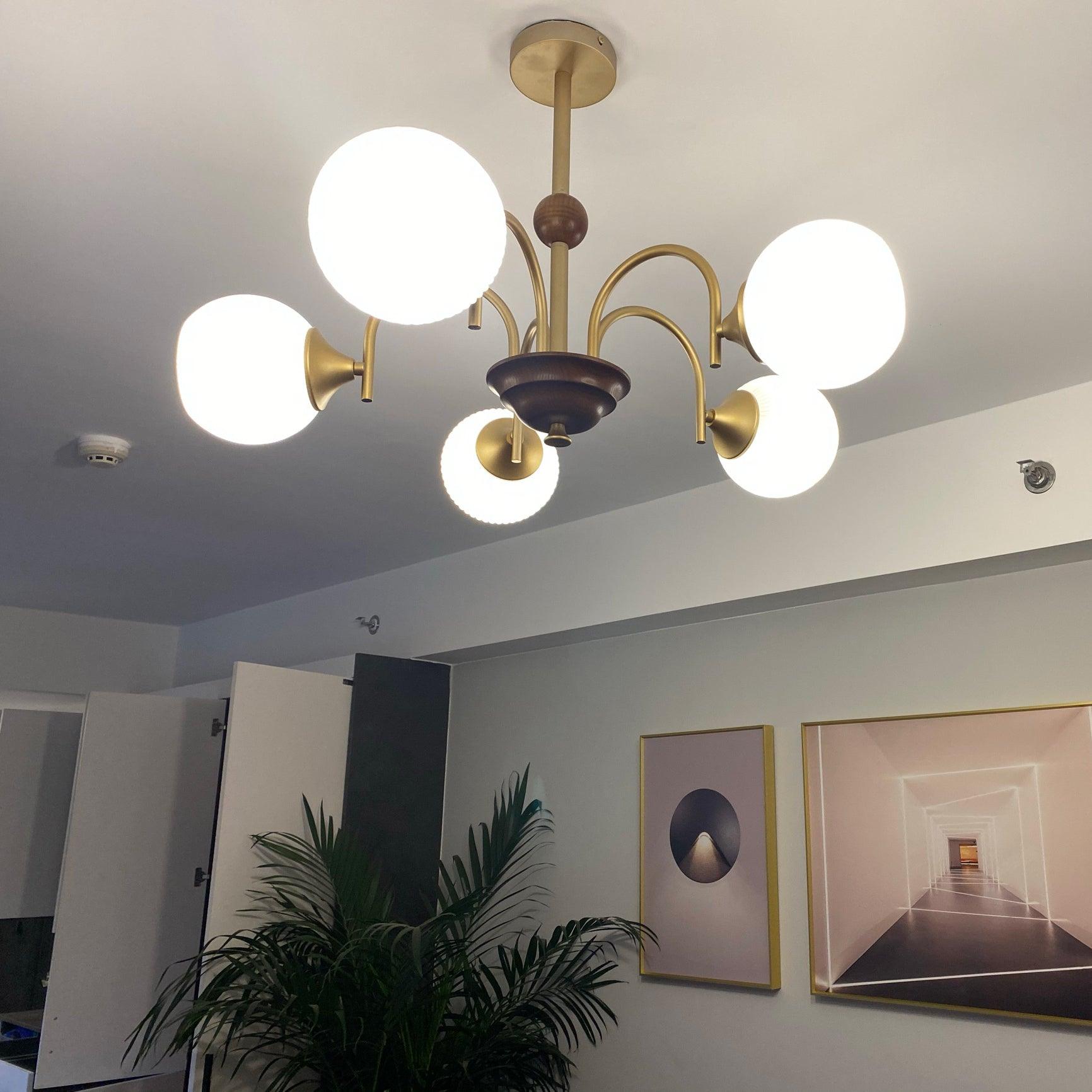Sculptural Glass Ribbed Chandelier - Lamp Outdoor