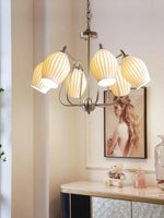 Lustra Chandelier Ceramic Ribbed Sculptural Glass Elegant - Letslighting