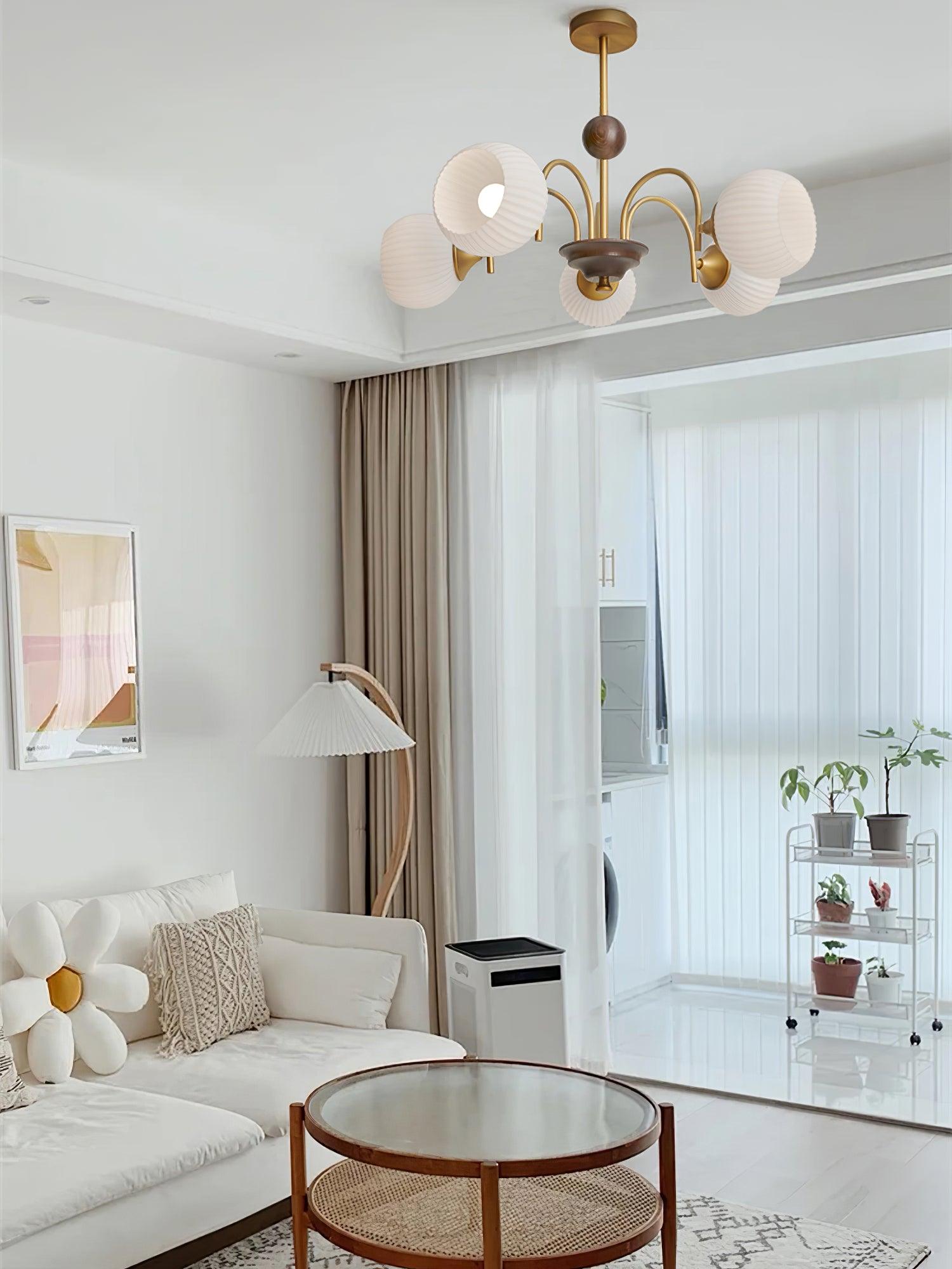 Sculptural Glass Ribbed Chandelier - Lamp Outdoor