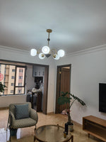 Sculptural Glass Ribbed Chandelier - Lamp Outdoor