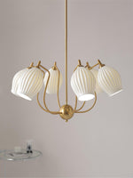 Lustra Chandelier Ceramic Ribbed Sculptural Glass Elegant - Letslighting