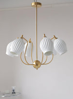 Lustra Chandelier Ceramic Ribbed Sculptural Glass Elegant - Letslighting