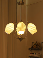 Lustra Chandelier Ceramic Ribbed Sculptural Glass Elegant - Letslighting