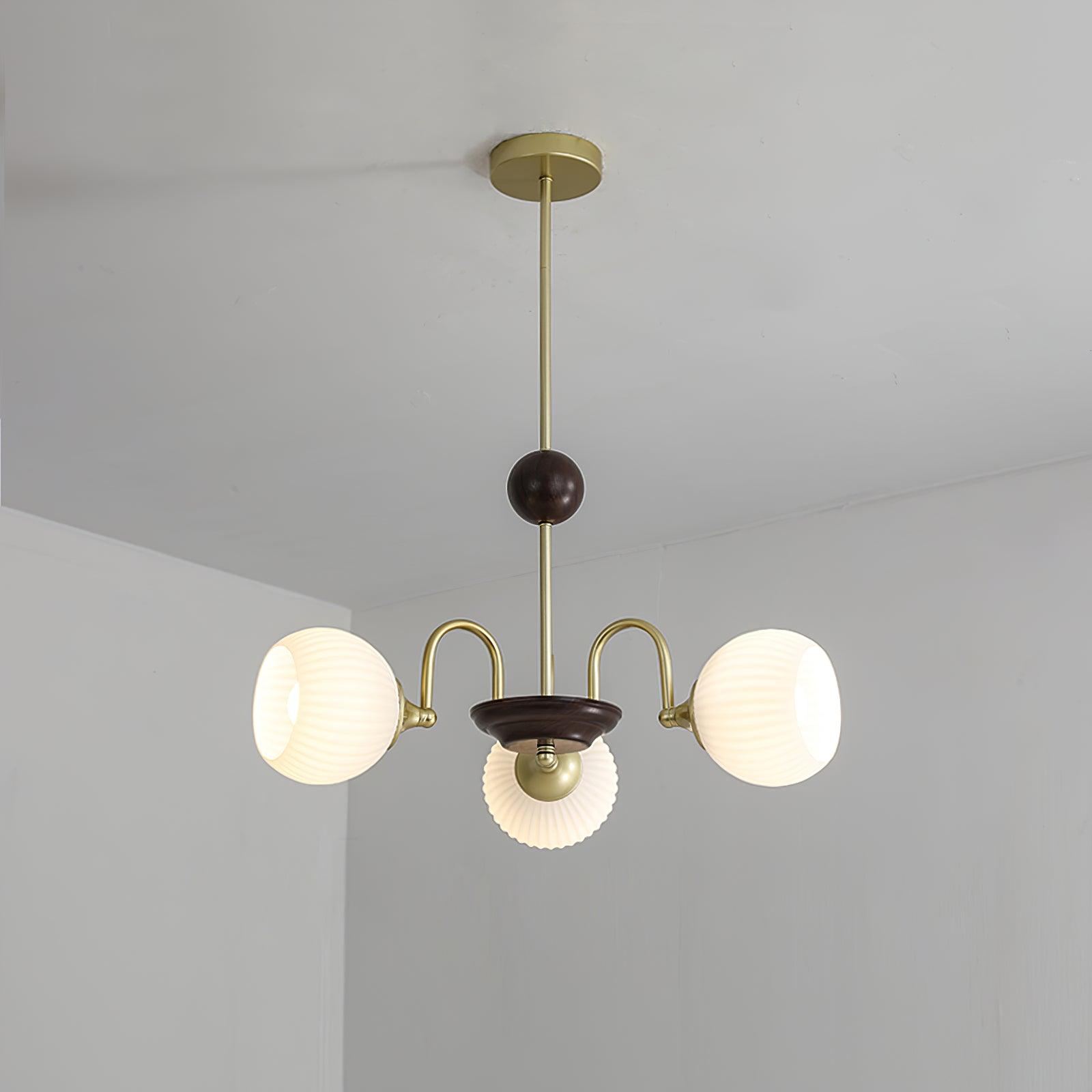 Sculptural Glass Ribbed Chandelier - Lamp Outdoor