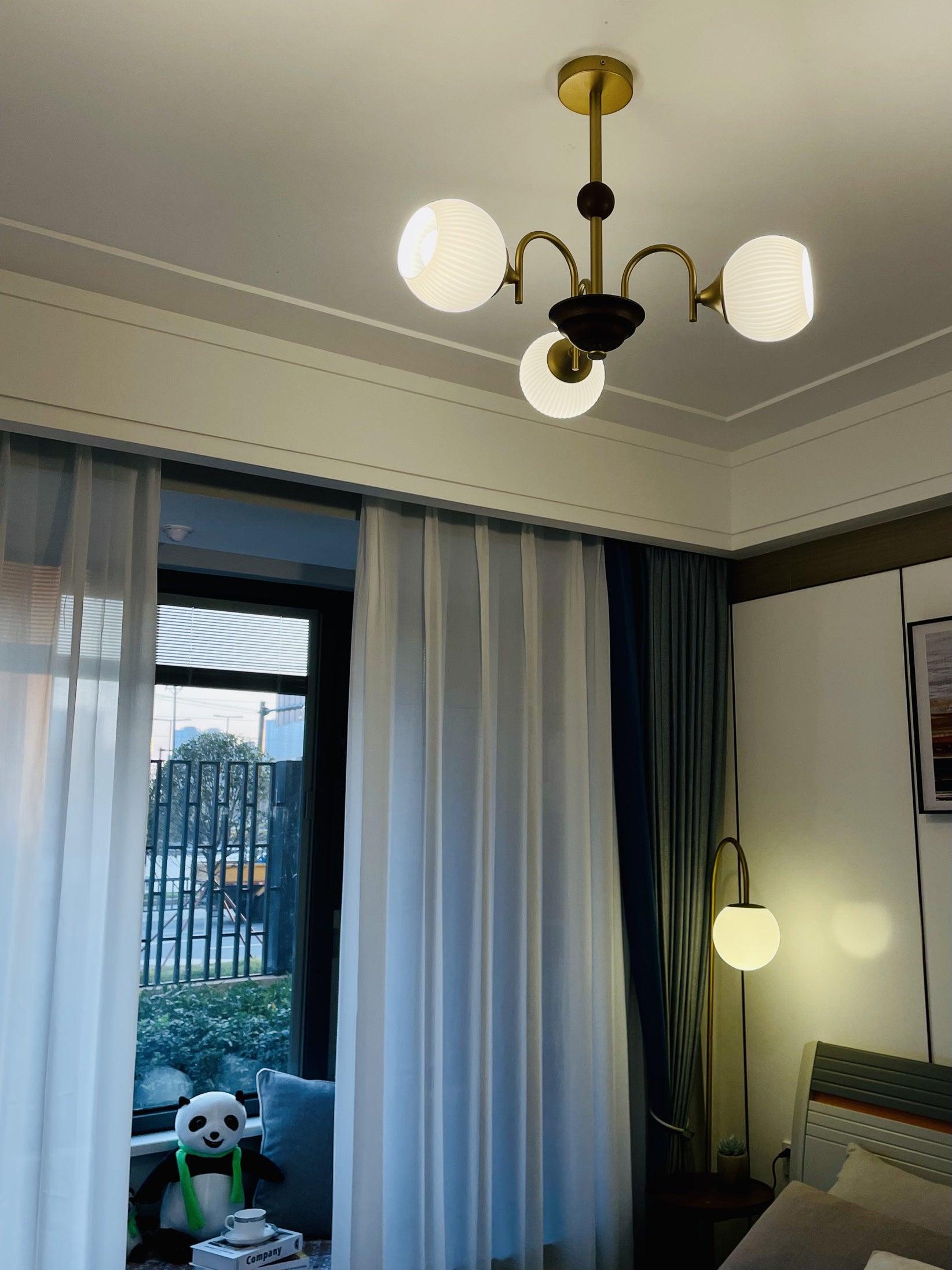 Sculptural Glass Ribbed Chandelier - Lamp Outdoor