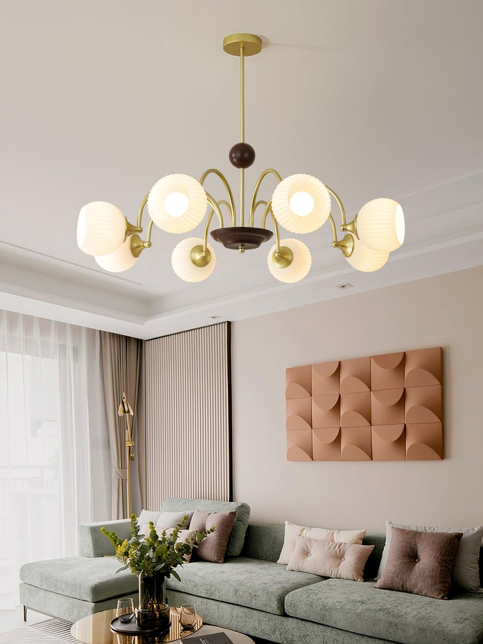 Sculptural Glass Ribbed Chandelier - Lamp Outdoor