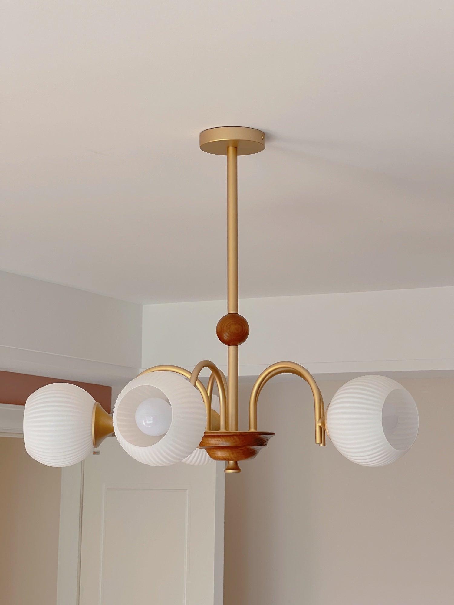 Sculptural Glass Ribbed Chandelier - Lamp Outdoor