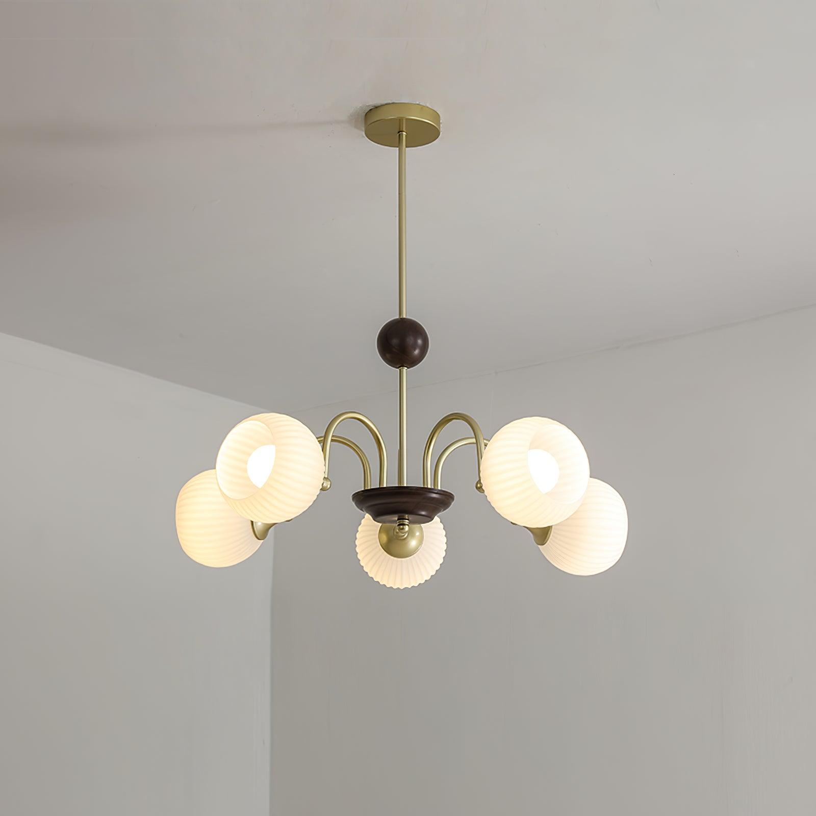 Sculptural Glass Ribbed Chandelier - Lamp Outdoor