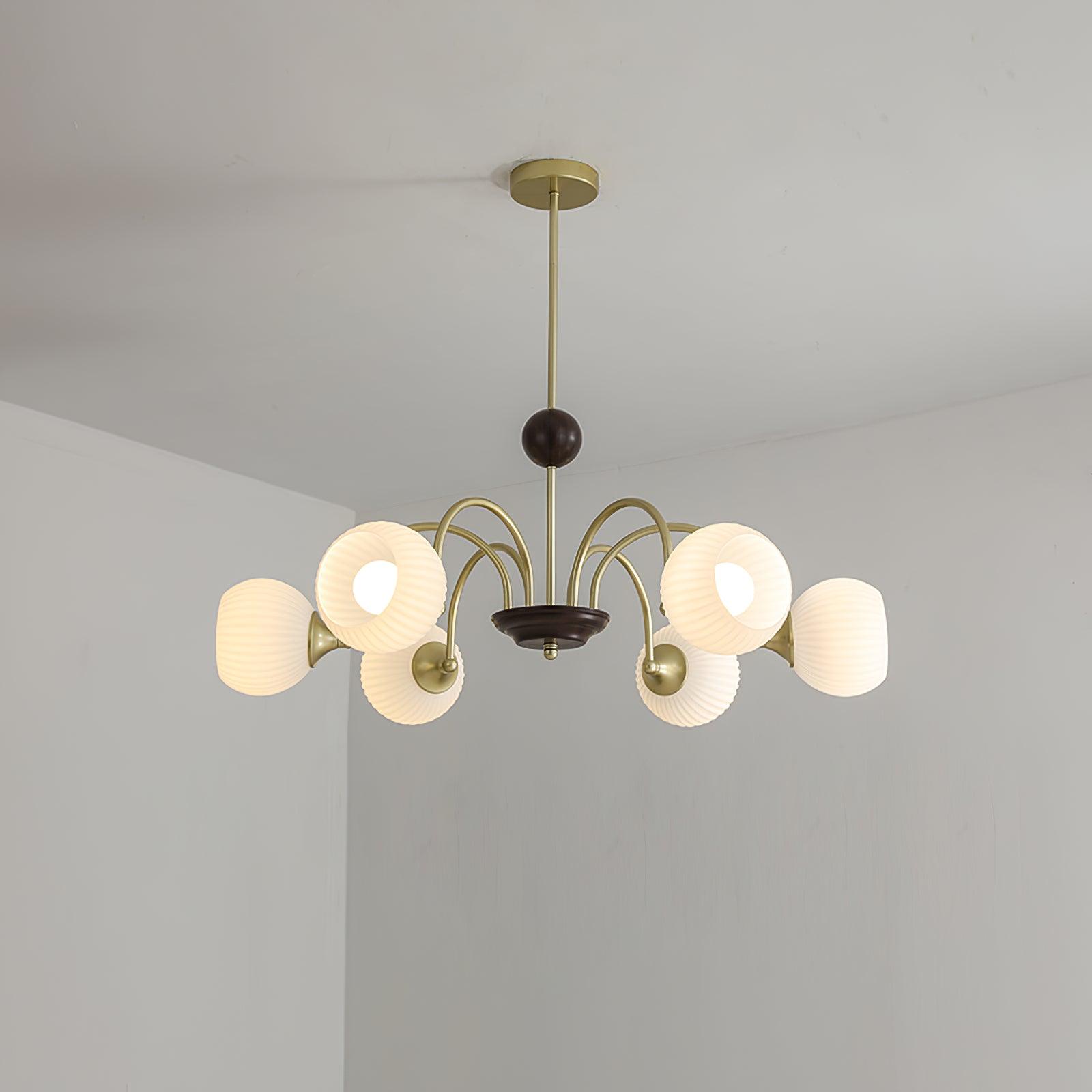 Sculptural Glass Ribbed Chandelier - Lamp Outdoor