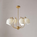 Lustra Chandelier Ceramic Ribbed Sculptural Glass Elegant - Letslighting