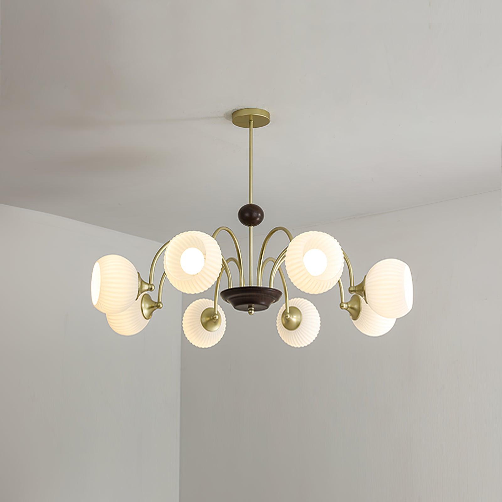 Sculptural Glass Ribbed Chandelier - Lamp Outdoor