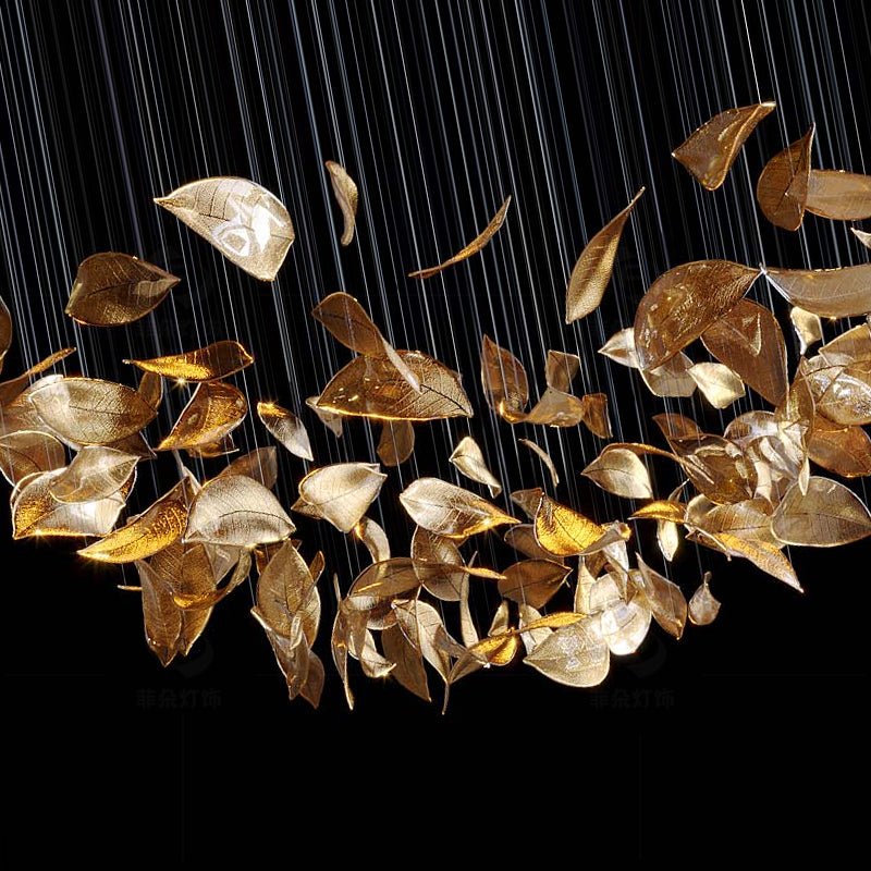 Cesilila Iridescent Metal Leaf Pendant Light - Lamp Outdoor